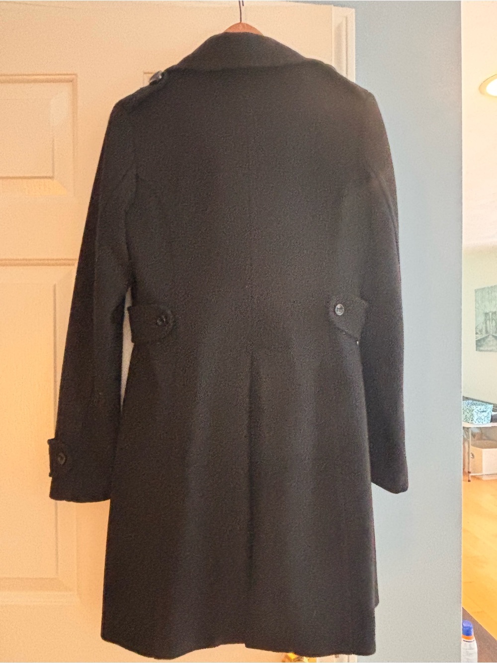 H&M Black Wool Blend Double-Breasted Coat  (Fits S/M) - Picture 5 of 8
